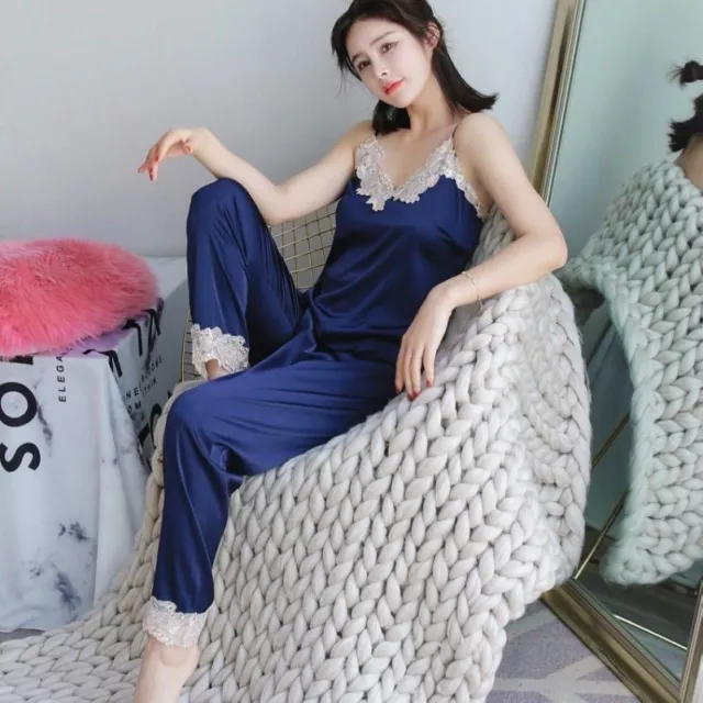 FEMME SATIN PANTALON pyjama bas fausse soie PYJAMA NUISETTE