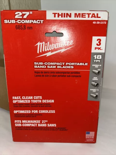 27inch Bandsaw Blades 18 TPI for Milwaukee 48-39-0572 Sub-Compact Portable 3PCS