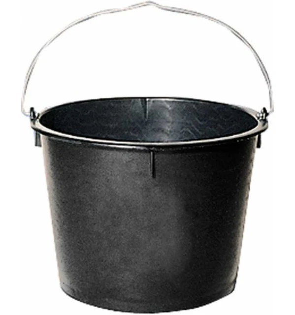 Baueimer 10 l, schwarz, hohe Form, Polyethylen-Regenerat