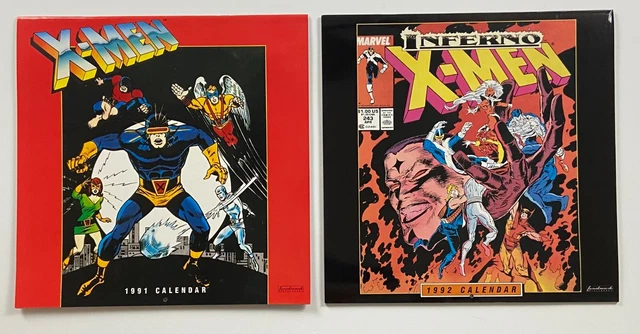 Uncanny X-MEN 1991 1992 Calendar Lot Marvel Comics Cyclops Wolverine Marvelmania