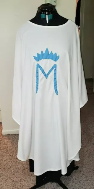 Liturgical Clergy Priest Chasuble Vestment White Blue Mary Symbol Custom Made