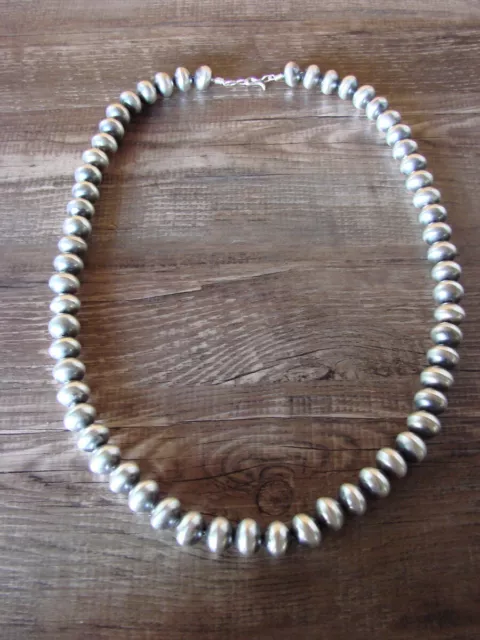 Sterling Silver Navajo Pearl 24" Hand Made Necklace by Mariano