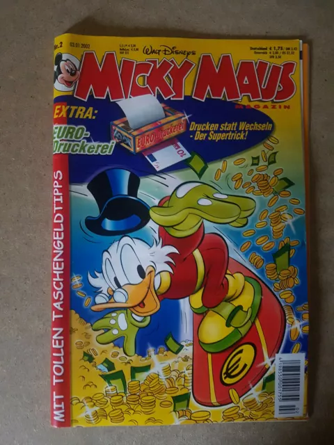 Micky Maus Comicheft 2 2002 mit Beilage Euro-Druckerei  