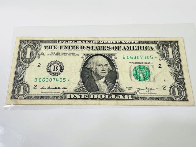 2013 B Series One Dollar Duplicate Serial Print Star Note NY $1 Washington Print