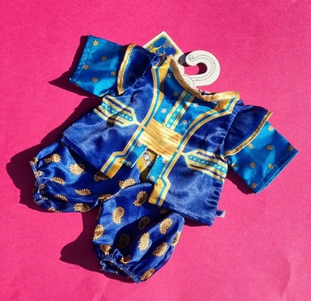 Build A Bear C2 👑 Aladdin Boys Girls Blue Gold Genie Costume Outfit  BNWT Rare