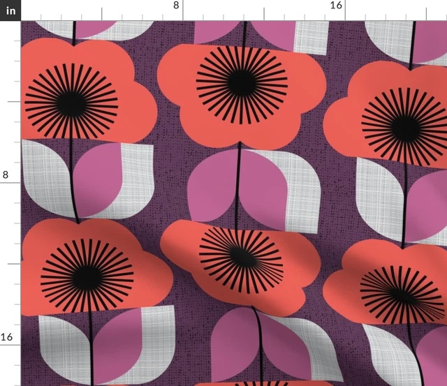 Blooms Flowers Floral Modern Geometric Spring 70S Spoonflower Fabric by the Yard