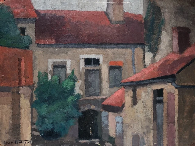Tableau Peinture à L'huile Prof. Alfred Thon (1886-1952) - Maisons Sur La Rive - Signé