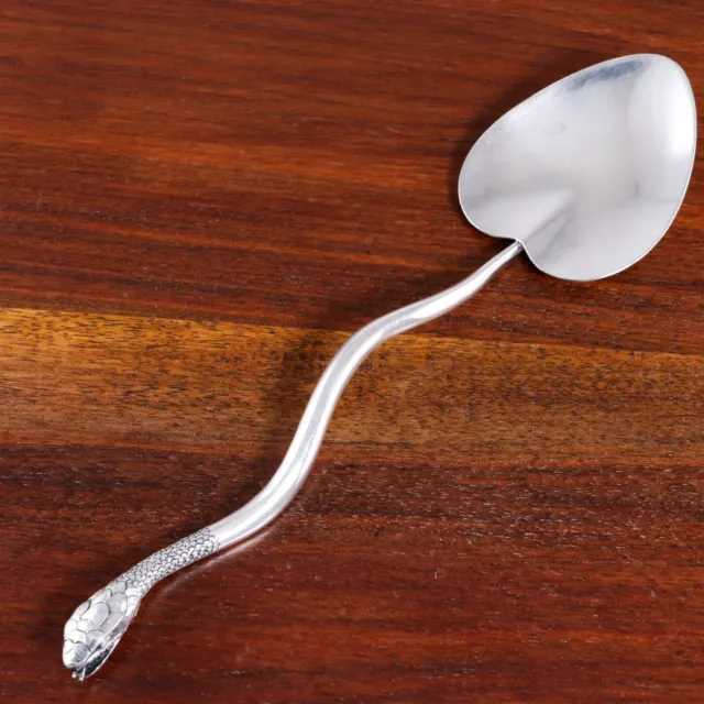 Figural Kutch,Indian Made Sterling Silver Serving Spoon Snake Heart Bowl