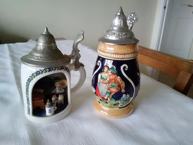 2 Vintage German Beer Steins. 1 Reutter Porzellan HB