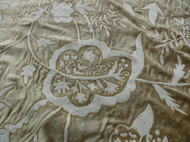 BY YARD SCALAMANDRE SIKANDRA VELOUR CREWEL on VELVET GOLD MSRP$568/Y