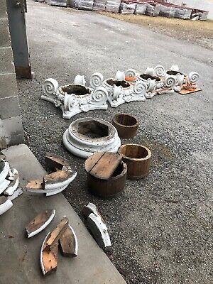 Set Of Antique Tapered Fluted Wood Exterior Columns And Capitals 9’ x 28” 2