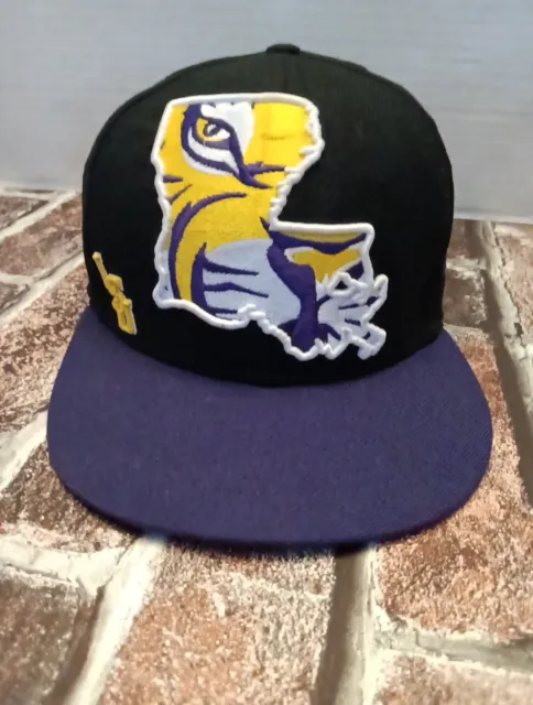 LSU 59fifty New Era Fitted Hat Cap Tiger Logo Purple Sz 7 3/8