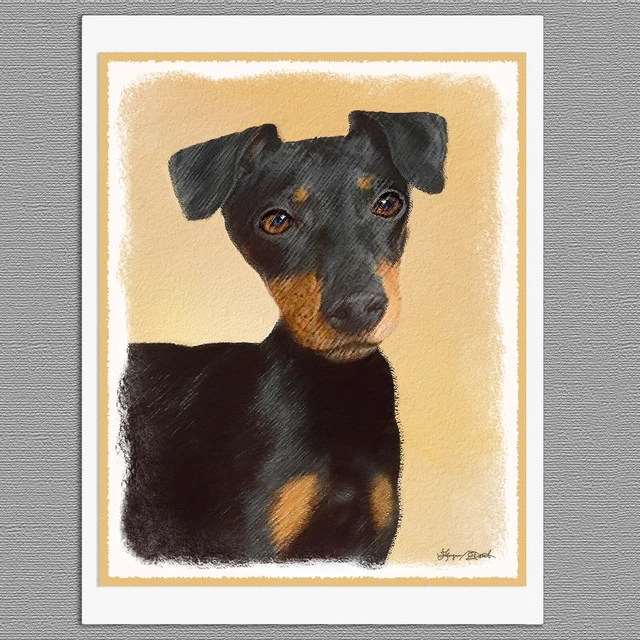 6 Manchester Terrier Dog Blank Art Note Greeting Cards