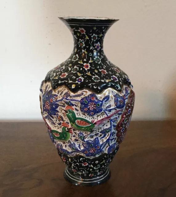 Small Antique Chinese Cloisonne Enamel Vase Late 19th c. Early 20th c. Champleve