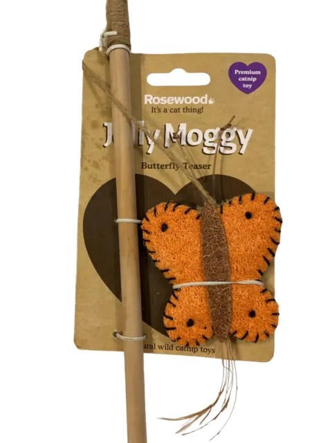 Palisander Jolly Moggy Natur Wild Katzenminze Spielzeug Orange Schmetterling Teaser NEU