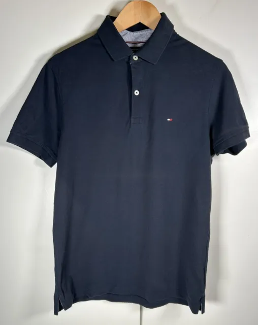 Tommy Hilfiger Polo Shirt Mens Medium Navy Blue Slim Fit