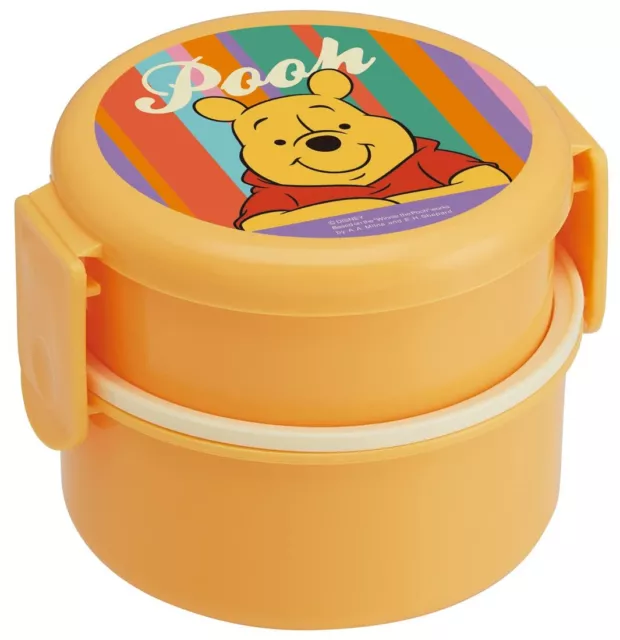 Skater Bento Box Disney Retro Winnie the Pooh 500ml 2 Tier Round Antibacterial