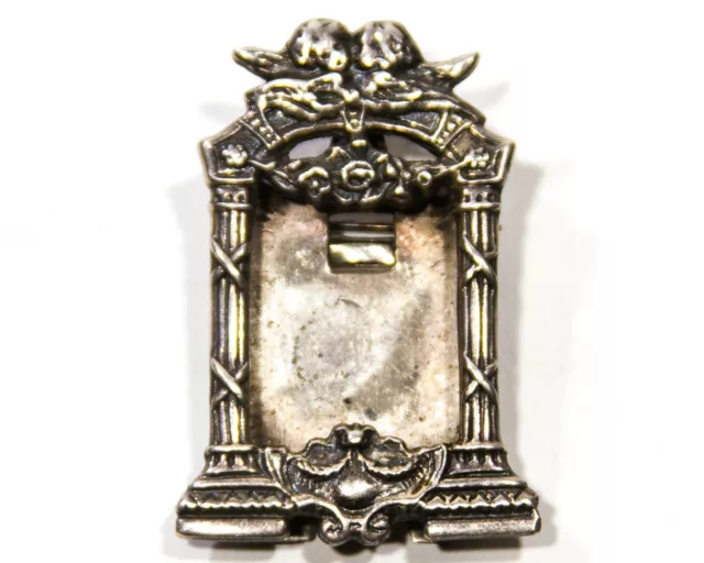 Sterling Silver Picture Frame Brooch Pin Miniature Mini Cherubs 925 VTG Decor