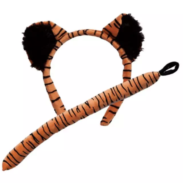 Adulto/Bambino Tigre Orecchie su Cerchietto E Coda Set Costume Accessorio