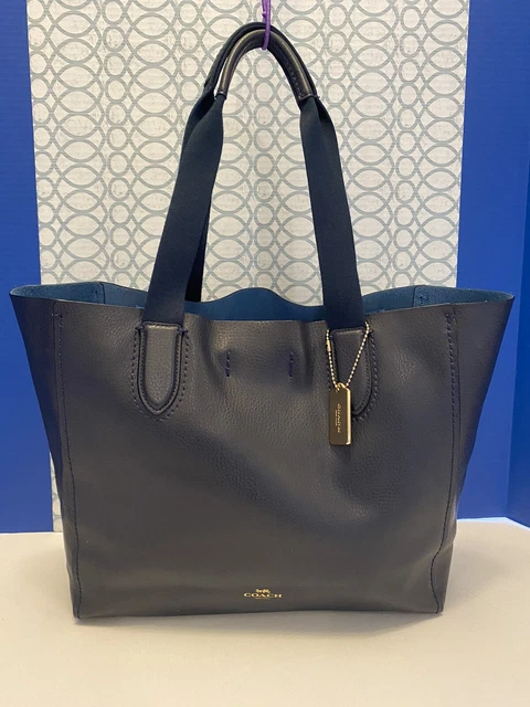 COACH DERBY LARGE LEATHER TOTE/SHOULDER BAG in MIDNIGHT BLUE