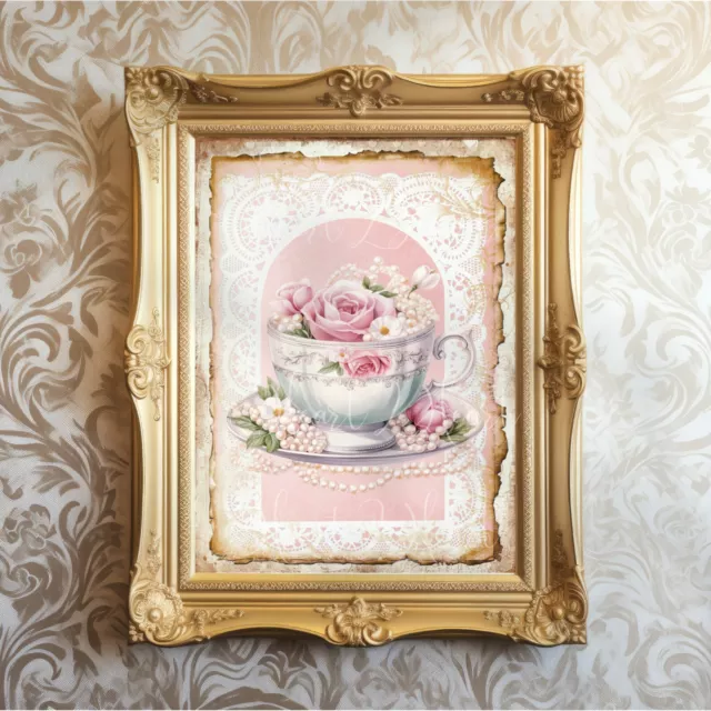 Floral Teacup Print, Kitchen Wall Art, Tea Party, Tea gift