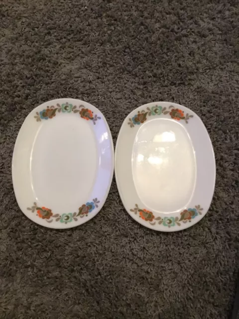 Vintage Pyrex Carnaby Tempo Pair Oval Steak Dinner Plates 1960s  JAJ