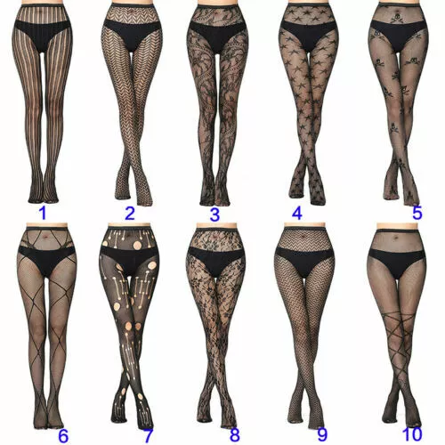 Womens Fashion Jacquard Fishnet Pantyhose Tights Pattern Stockings Waist High AU 2