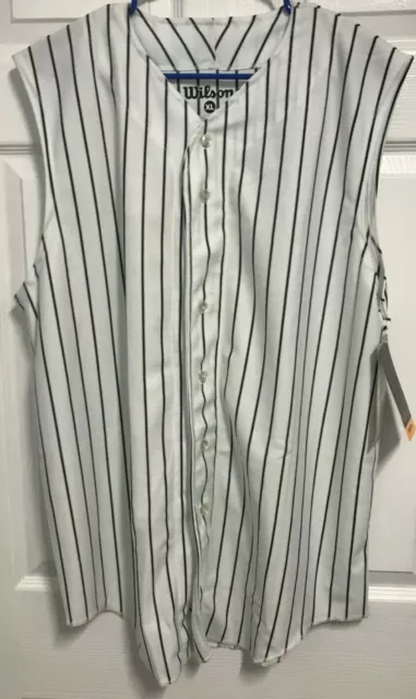 WILSON Men Pinstripe Sleeveless Button WilDri Baseball Jersey XL Wilson NEW TAG