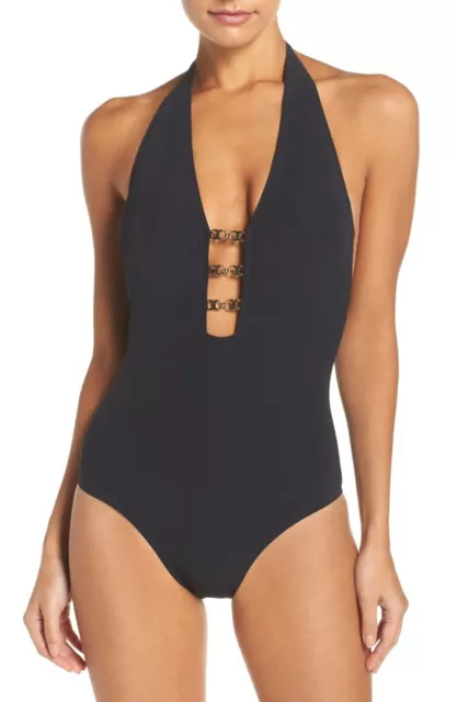 Tory Burch Gemini Link One Piece Swimsuit in Black Size M L26326