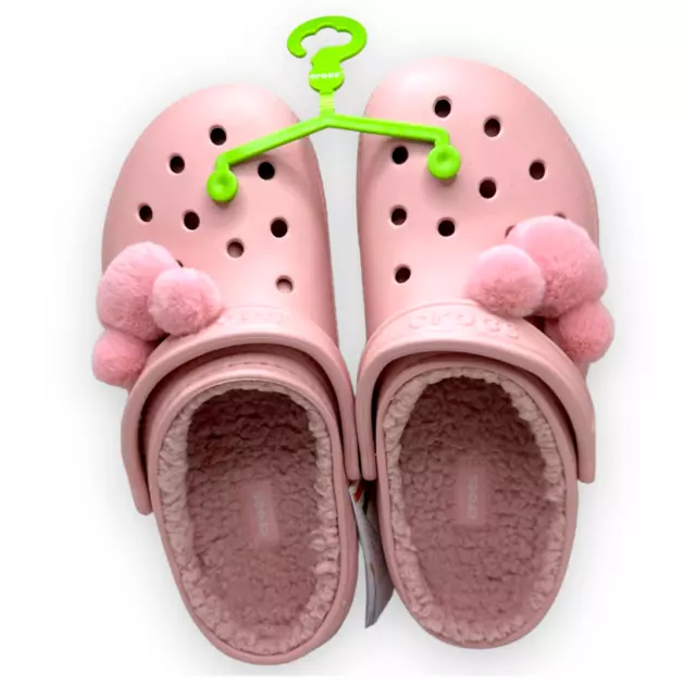 2022 Disney Parks Pink Mickey Mouse Fuzzy Lined Cozy Adult Crocs M 9 W 11