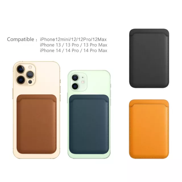Real Leather Magnetic MagSafe Card Wallet For Apple iPhone 12 13 14 Pro Max Mini