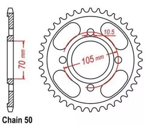 Roue a Chaîne 45 Dents (Chaîne 520) pour Kawasaki ZXR 400 L 91-99