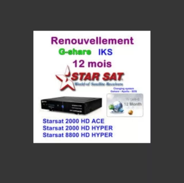 RENOUVELLEMENT- ACTIVATION SYSTÈME Récepteur Starsat EUR 50,00 ...