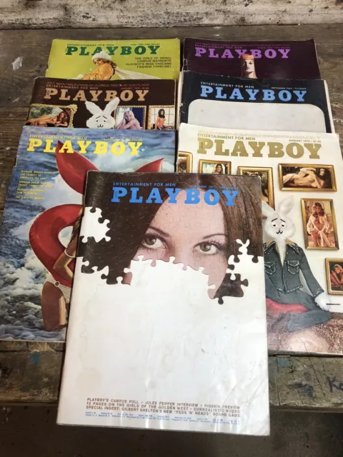 Vintage PLAYBOY MAGAZINE 1970's JOBLOT BUNDLE x 7 MAGAZINES.