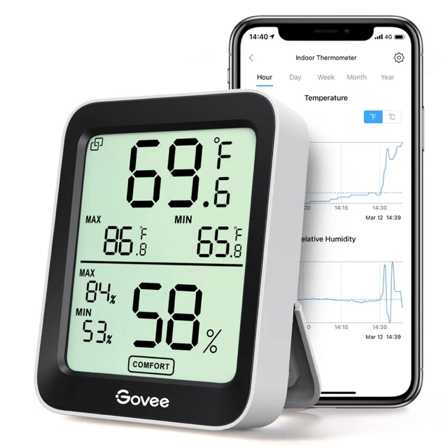 Hygrometer Thermometer H5075, Bluetooth Indoor Room Temperature Monitor Greenhou