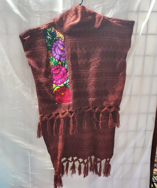 Warm winter poncho women colorful flower pattern embroidery soft woolen wool