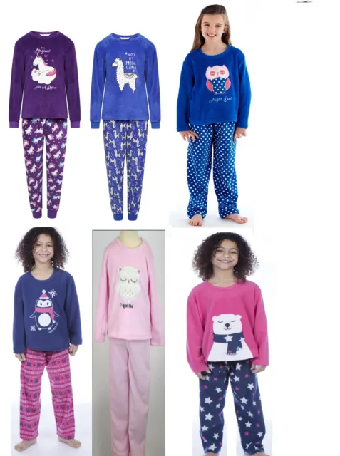 Girls  Kids Lexi Llama Or Unicorn Pyjamas Super Soft Fleece PJs nightwear 7-13