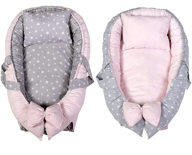 Cutelions Bebé Tumbona Nido de Doble Cara con Almohada Ajustable Recién Nacido Bebé
