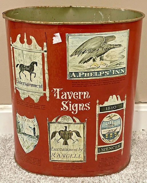 VINTAGE CHEIN TAVERN Signs Metal Trash Garbage Can Kitchen Industrial