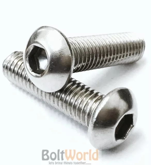 3/16" 1/4" 3/8" 1/2" 5/8" 3/4" 1 Unc Socket Button Head Bolts A2 Stainless Steel
