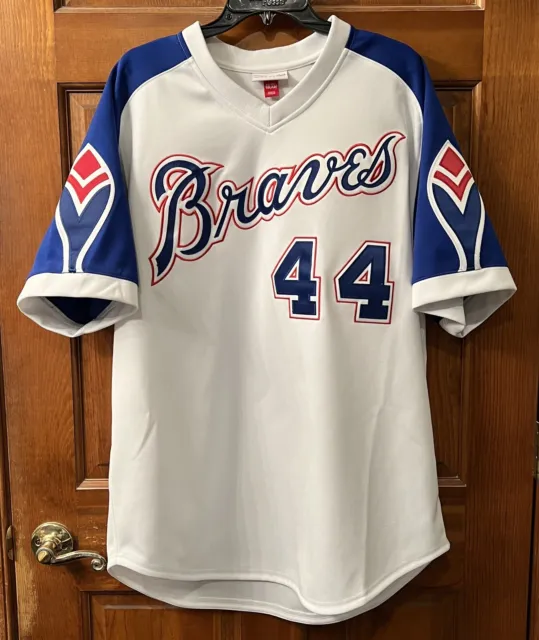 100% Authentic Hank Aaron Mitchell Ness 1974 Braves Jersey Size 40 M Mens