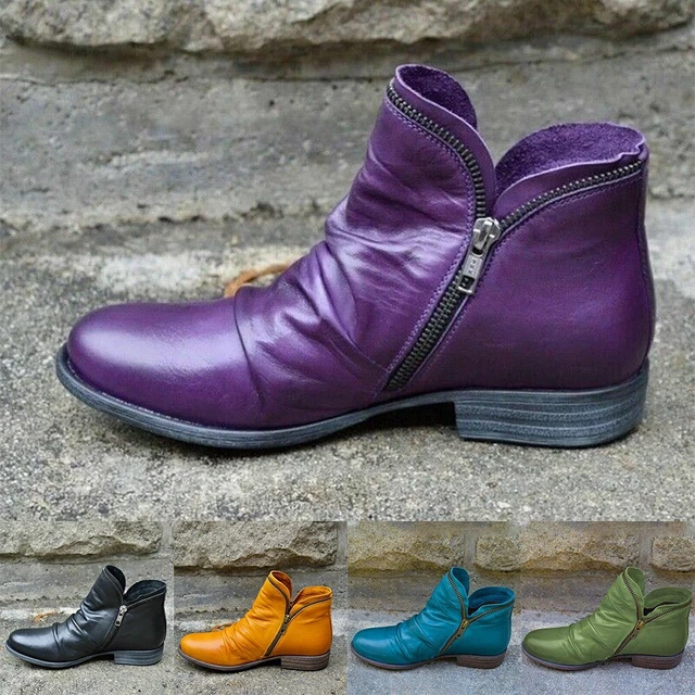 Bottes femme bout rond automne hiver bottines faux cuir pu talon plat