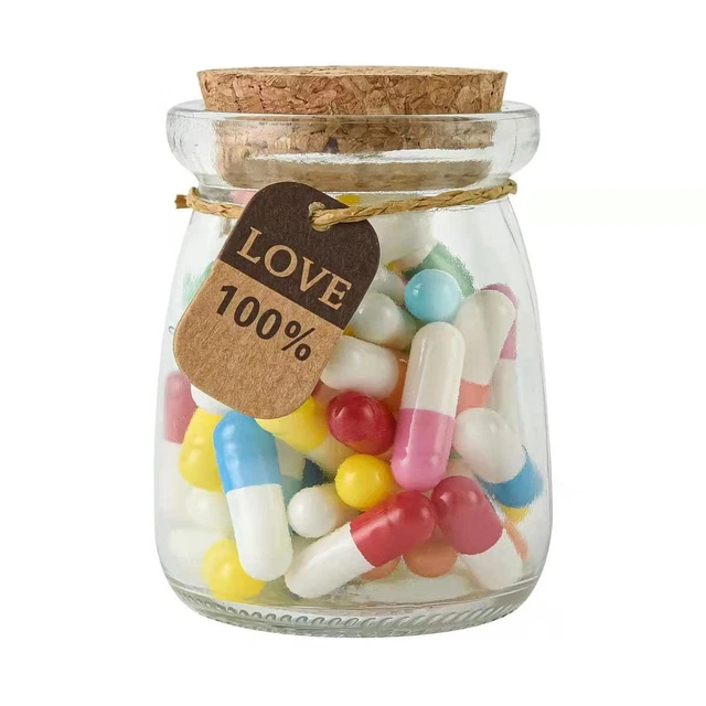 50PCS Love Capsules in a Glass Bottles Cute Message Capsules Pills for Boyfriend