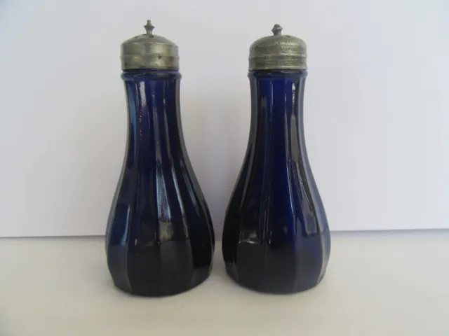 Antique 19th Century Cobalt Blue Boston & Sandwich Glass Salt & Pepper Shakers