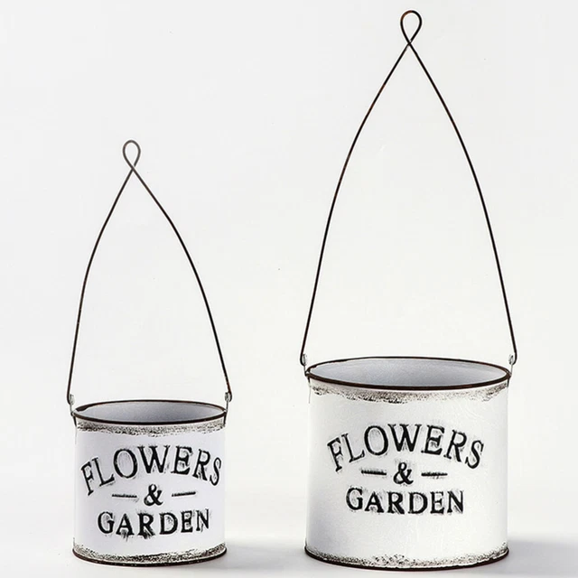 Eisen Kunst Topf Verzinkt Blumentopf Hängen Pflanzer Korb Zinn Eimer