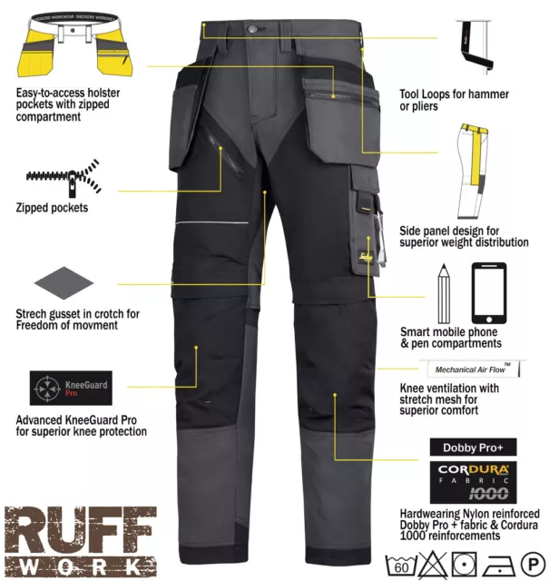 Snickers Trousers 6202 Ruffwork Holster Pocket Trousers Mens Steel Grey 3