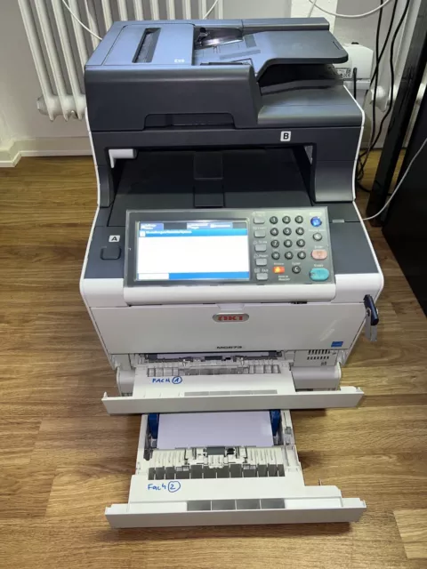 OKI MC573dn MULTi-FUNKTIONS-Drucker Laser Scanner Fax + WLan/Airprint- Modul top