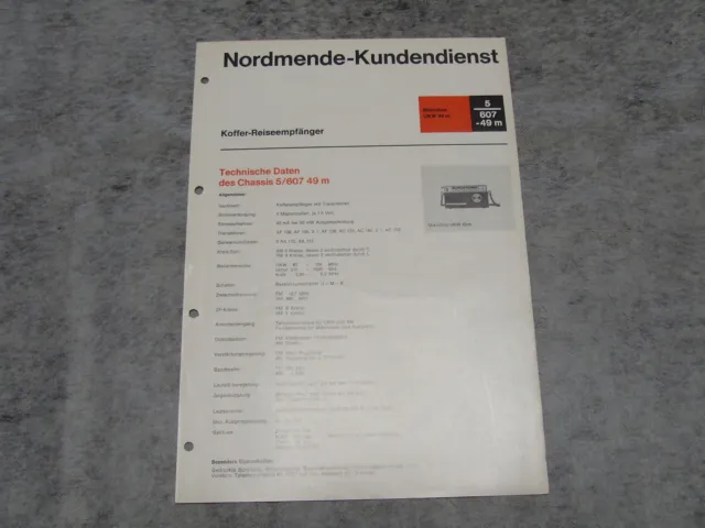 Schaltplan Service Manual Kofferradio Radio Nordmende Mikrobox UKW 49m 5/607-49m