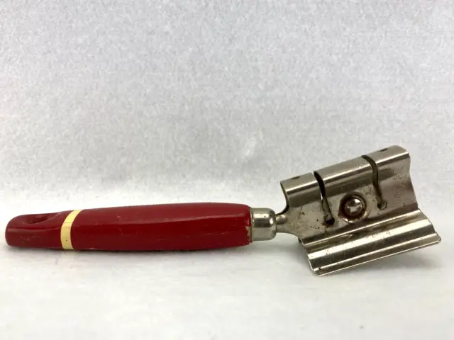 Vintage A&J Ekco Knife Sharpener with Red Handle & White Stripe