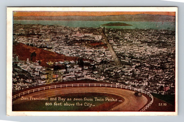 San Francisco CA- California, Aerial View Bay And Town, Vintage Postcard